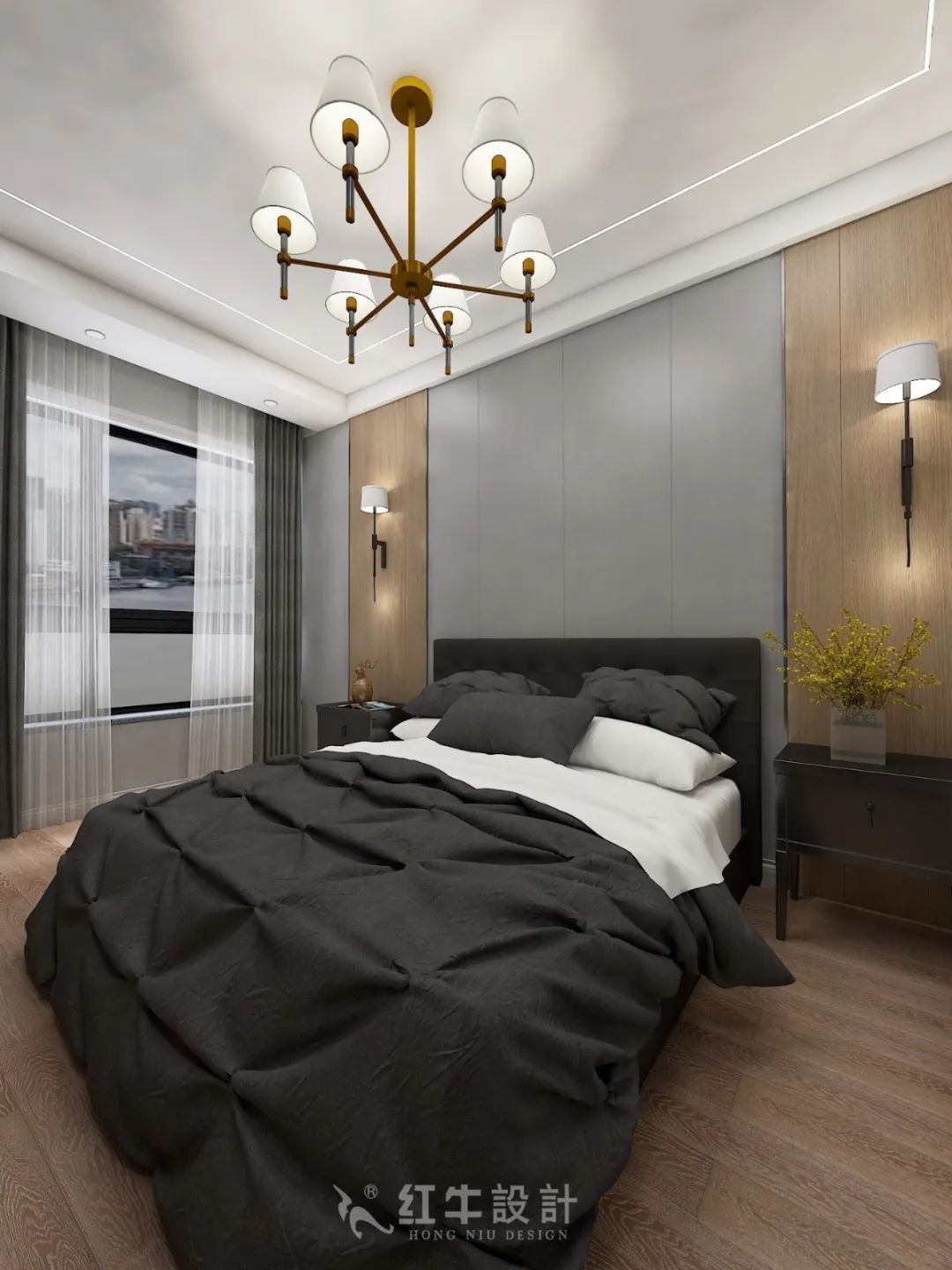 红牛设计--创源龙樾116㎡轻奢风格07效果图欣赏_主卧